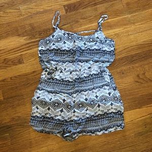 Black and white print romper